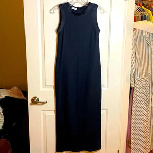 Brunello Cucinelli Navy Sleeveless Maxi Dress — Crew Neck